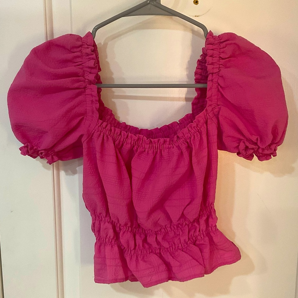 HOT PINK Ruffled Top
